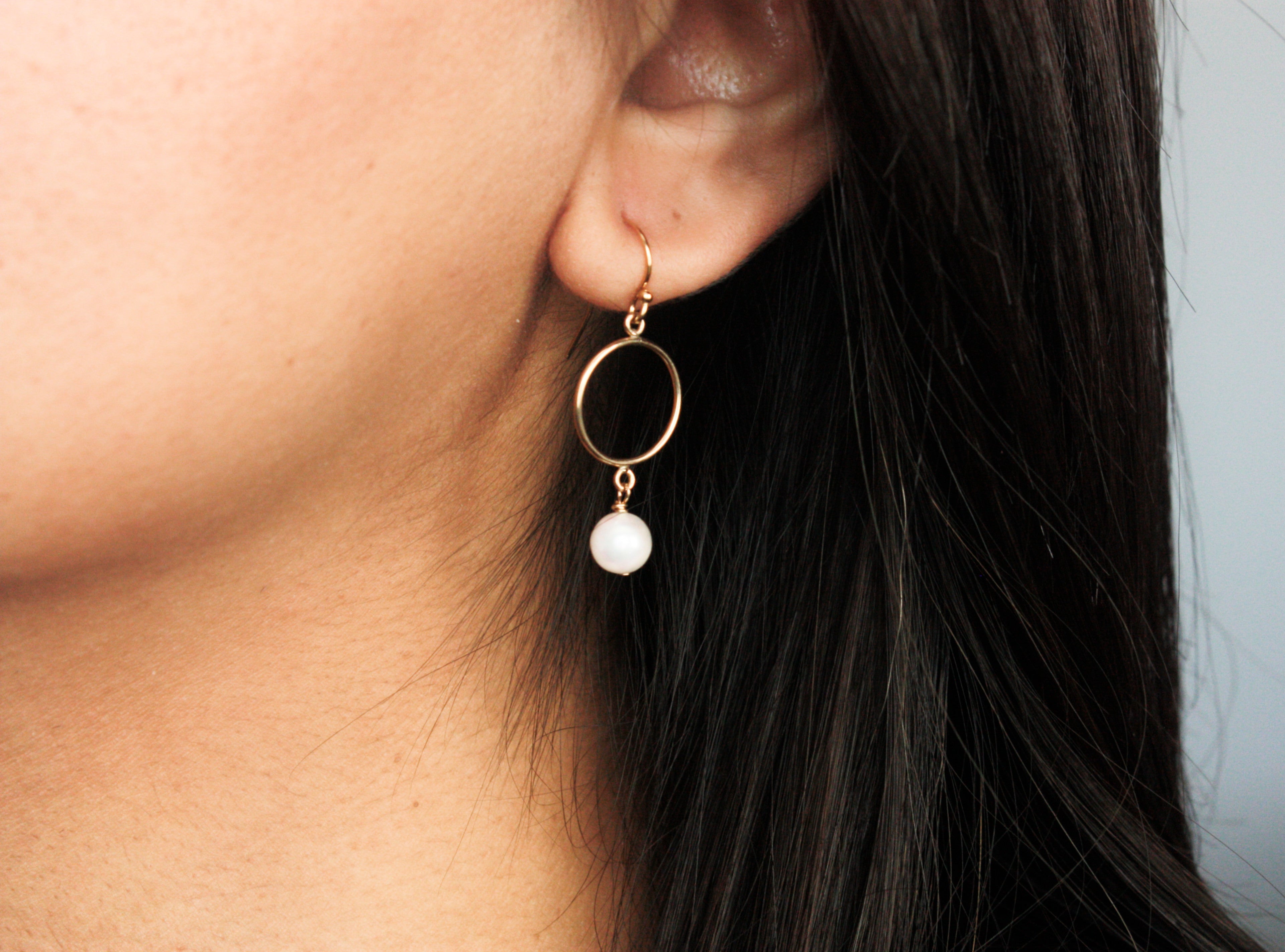 Pearl Round Drop Earrings